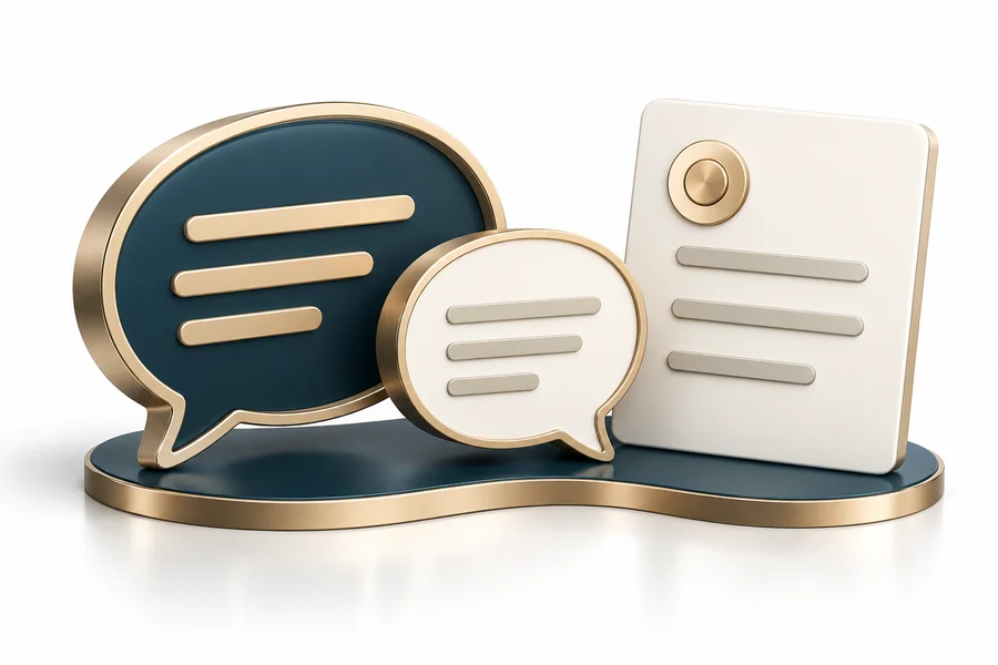 Project brief with speech bubbles for a well-prepared initial conversation